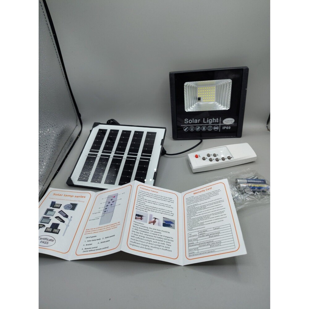 Solar LED Outdoor Flood Light w/ Separate Panel, IP69 Waterproof, White
